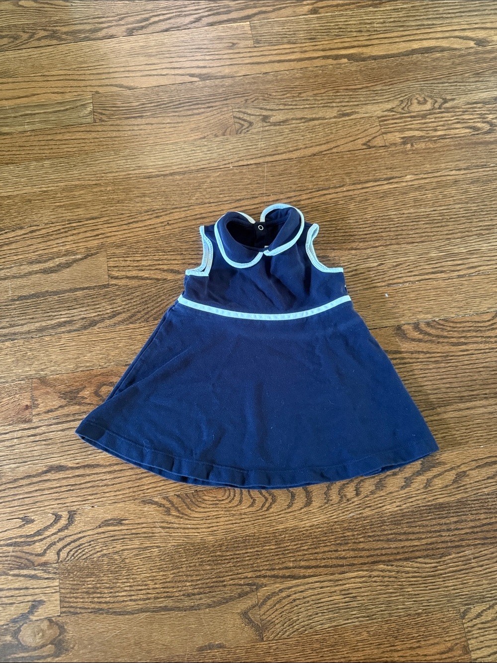 Jacadi Navy Sleeveless Dress with White Trim
